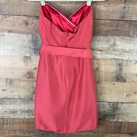 Jenny Yoo Collection Silk Mini Strapless Dress Coral Pink Size 2 - Picture 9 of 11